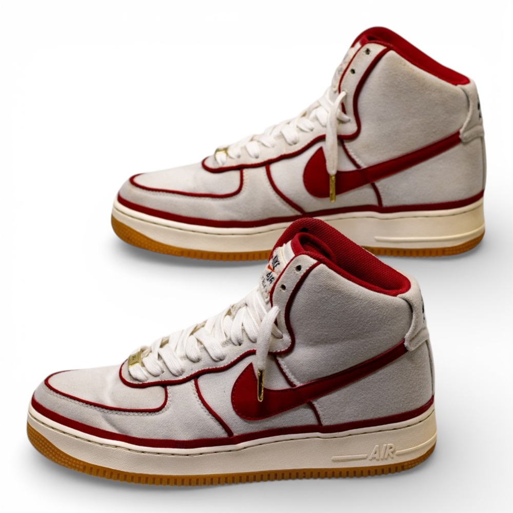 Nike Air Force 1 High Mens 10.5 Sail Red 806403-101 Good Canvas Gum Sole Sneaker